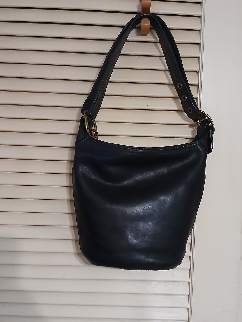 Coach Black Embossed Leather Oval Crossbody
